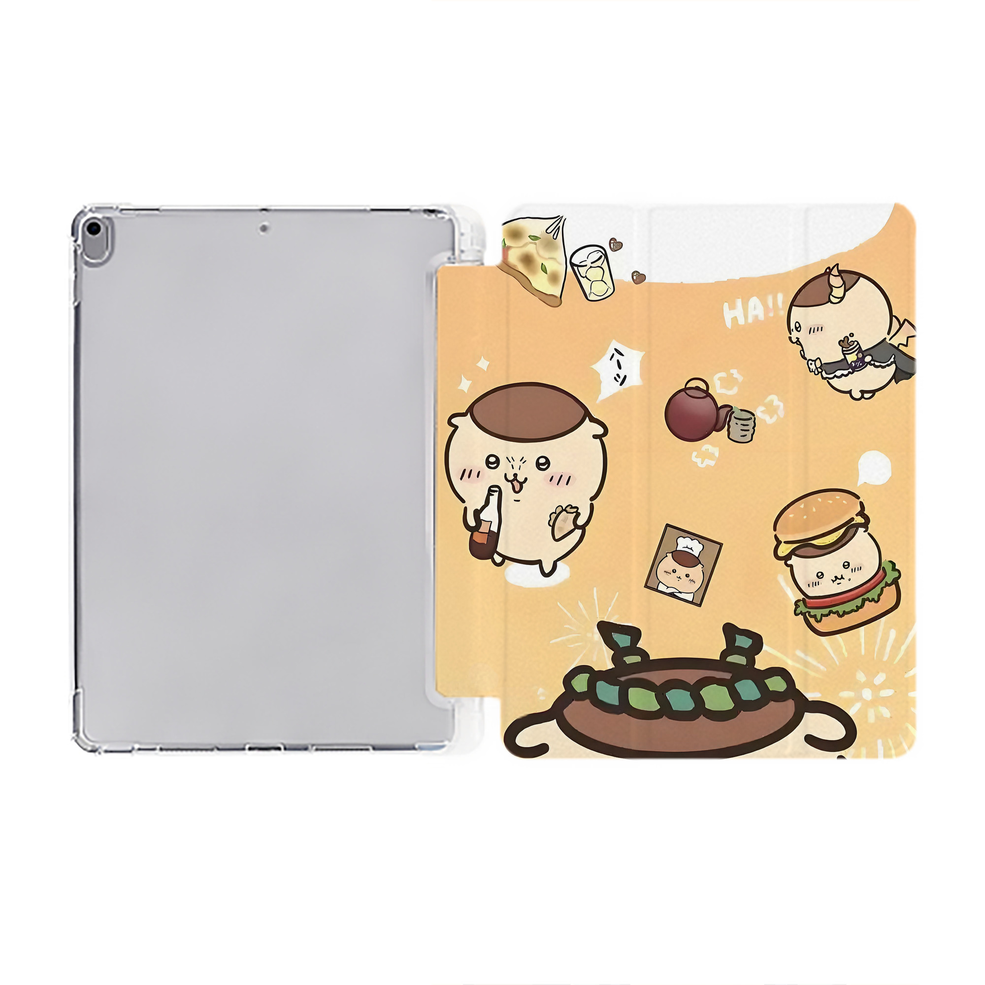 （画像用） ちいかわ Chii-kawa IPad ケース ペン収納付き 三つ折りスタンド PUレザー×シリコン 対応機種9.5/10.5/10.9インチ